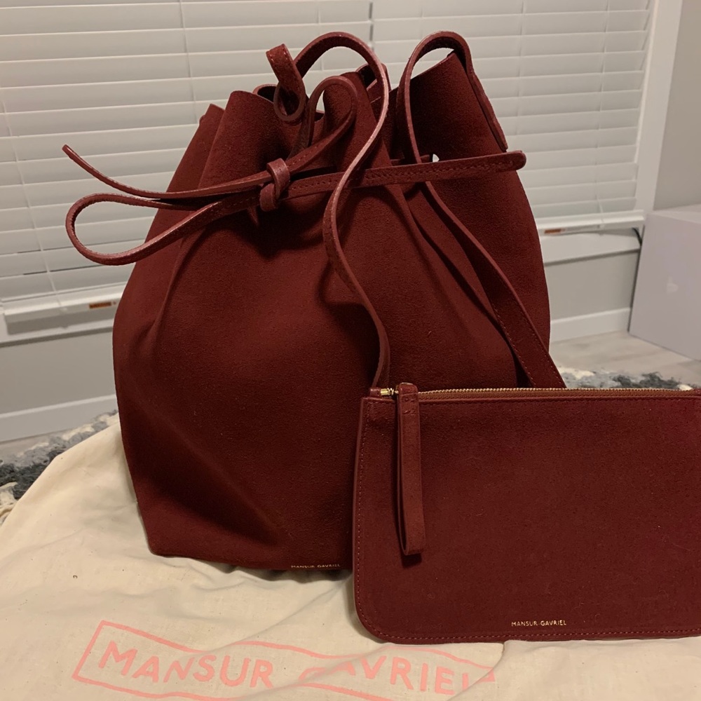 Mansur Gavriel Leather Lined Suede Bucket Bag